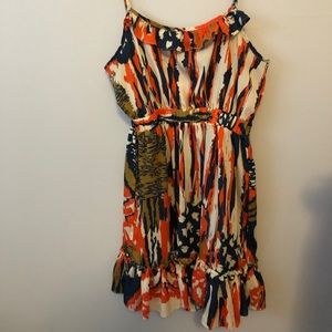 Orange and blue patterned dress